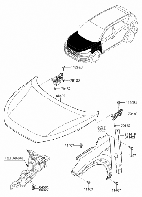 Hyundai Tucson Fender & Hood Panel